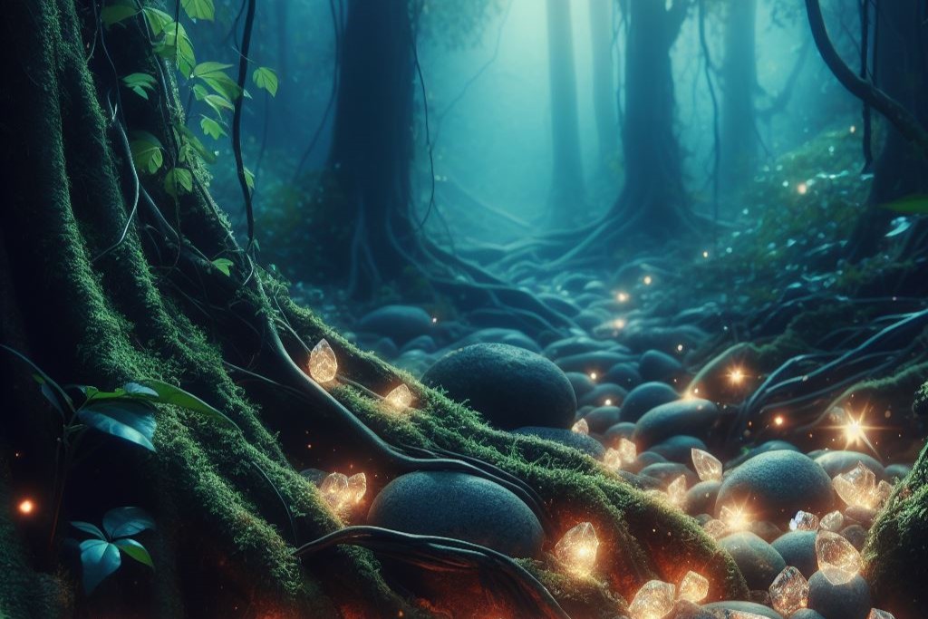 Magische, leuchtende Rankensteine im Rankenwald